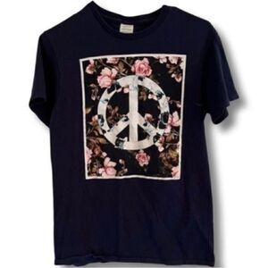 Peace t-shirt. Size Small. Black & Pink